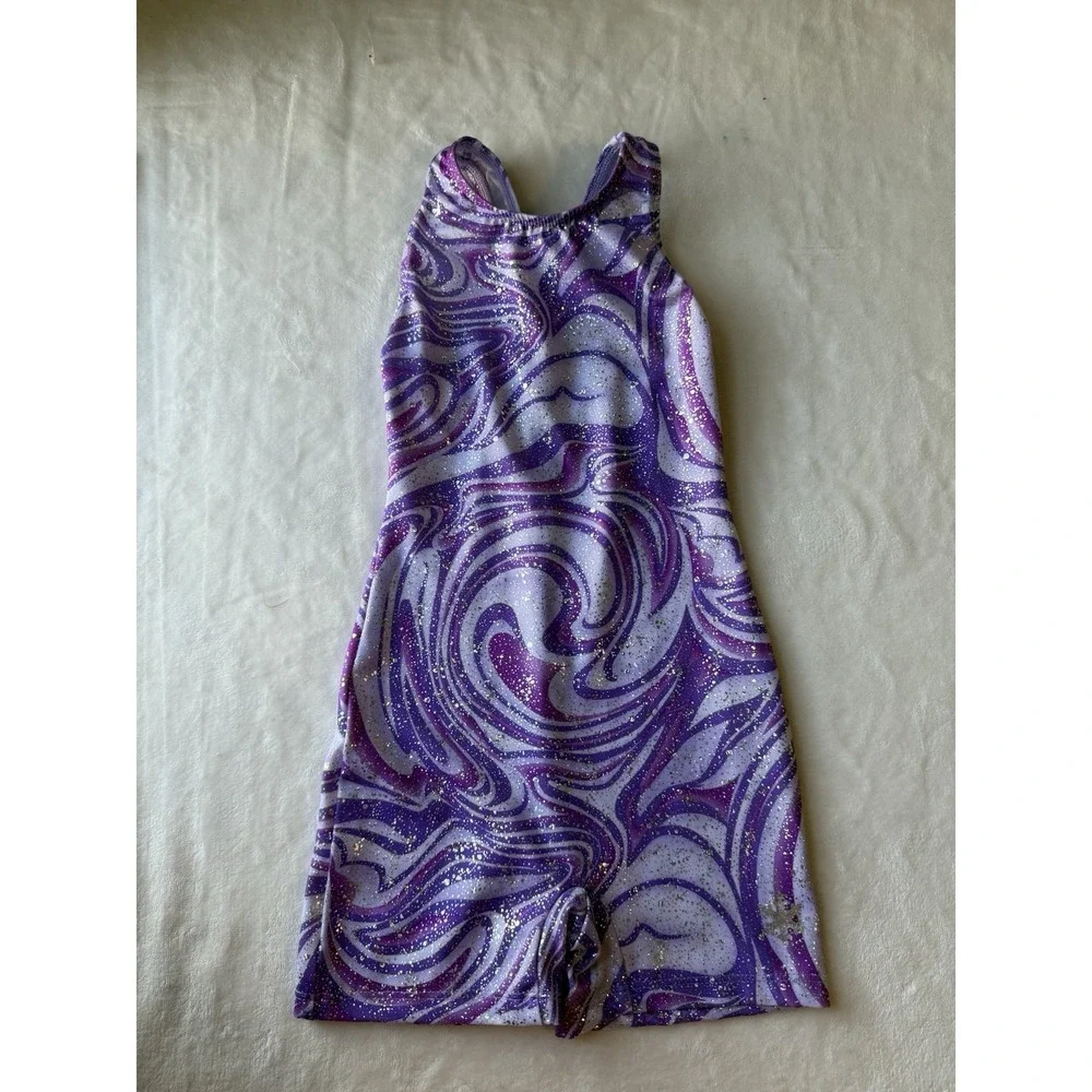 Snowflake Razzleberry T-Back Gymnastics Dance Biketard Purple Holographic L